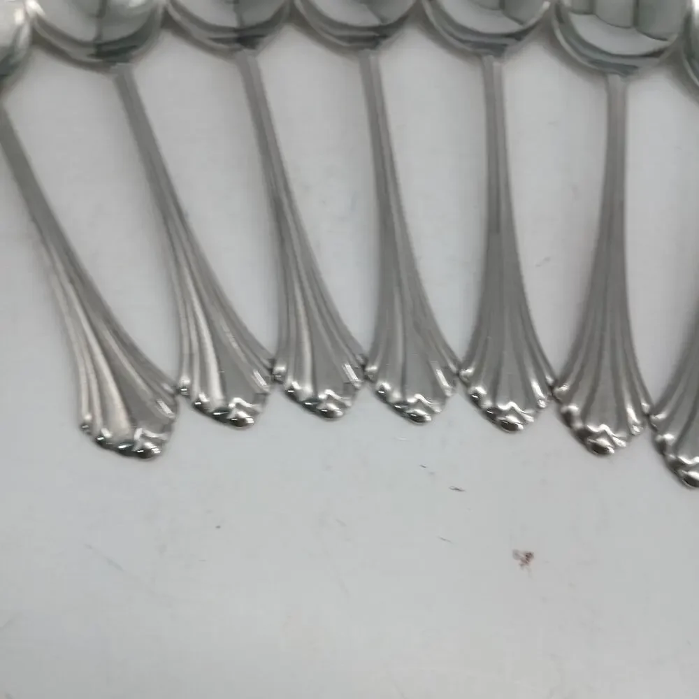 8X Tbsp Oneida Bancroft Table Spoons Glossy Stainless Steel Flatware